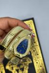 Bvlgari Gold- Mavi Kadran Taşlı Yılan Saat  S404 Gold