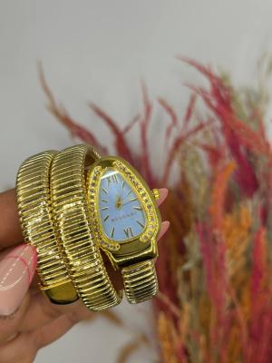 Bvlgari Gold -Mavi Kadran Yılan Saat  S615