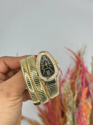 Bvlgari Gold Siyah Kadran Yılan Saat  S616