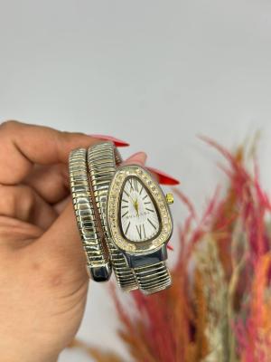 Bvlgari Gold -Gümüş Beyaz Kadran Yılan Saat  S618