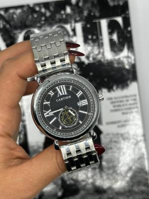 Cartier Çelik Gümüş Siyah Kadran Erkek Saat S459 