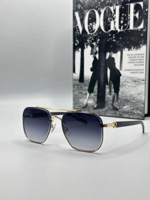 Cartier Gold Çerçeve Siyah Cam Erkek Güneş Gözlüğü G1392-ILY Siyah