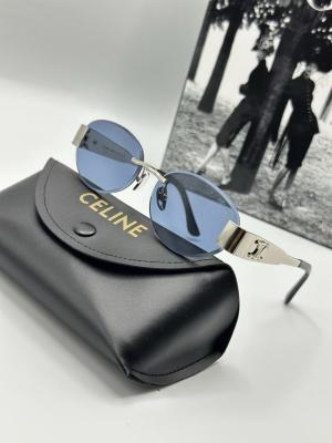 Celine Gümüş - Mavi Cam Metal Kasa Unisex Güneş Gözlüğü  G1986-VLL