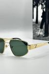 Celine Metal Kasa Yeşil Cam Gold Çerçeve Unisex Güneş Gözlüğü G1378-ILY 