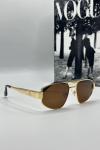 Celine Metal Kasa Kahve Cam Gold Çerçeve Unisex Güneş Gözlüğü G1379-ILY Kahverengi