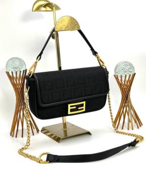 Fendi Baguette Handbag Siyah Süet Kadın Çanta  VLT308