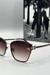 Miu Miu Kahverengi Metal Kasa Unisex Güneş Gözlüğü G1381-ILY Kahverengi