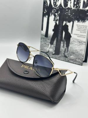 Prada Metal Kasa Gold Çerçeve Unisex Güneş Gözlüğü G1376-ILY Siyah