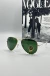 Rayban Damla Yeşil Cam Gold Çerçeve Erkek Güneş Gözlüğü G1339 Siyah