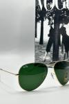 Rayban Damla Yeşil Cam Gold Çerçeve Erkek Güneş Gözlüğü G1339 Siyah