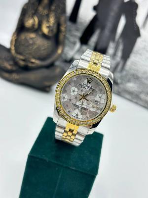 Rolex Taşlı Gold- Gümüş Kadın Saat S359 