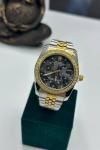 Rolex Taşlı Gold- Gümüş İçi Siyah Kadın Saat  S361 Diğer