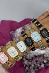 Swarovski Beşgen Gold Beyaz Taşlı Kadın Saat  S415 Diğer
